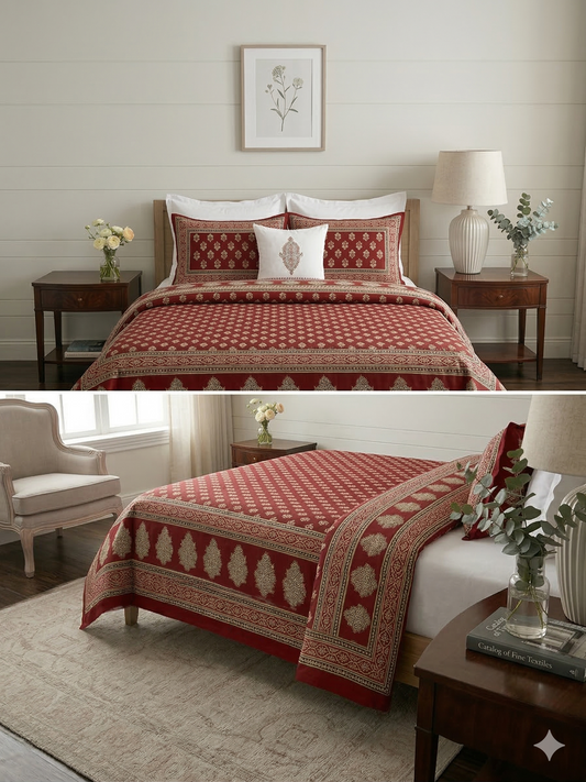 Handblock Cotton Dohar Single Bed 60x90 | 3 Layer Pure Cotton Falaline Lightweight Summer Blanket | Handmade by The Handblock Jaipur