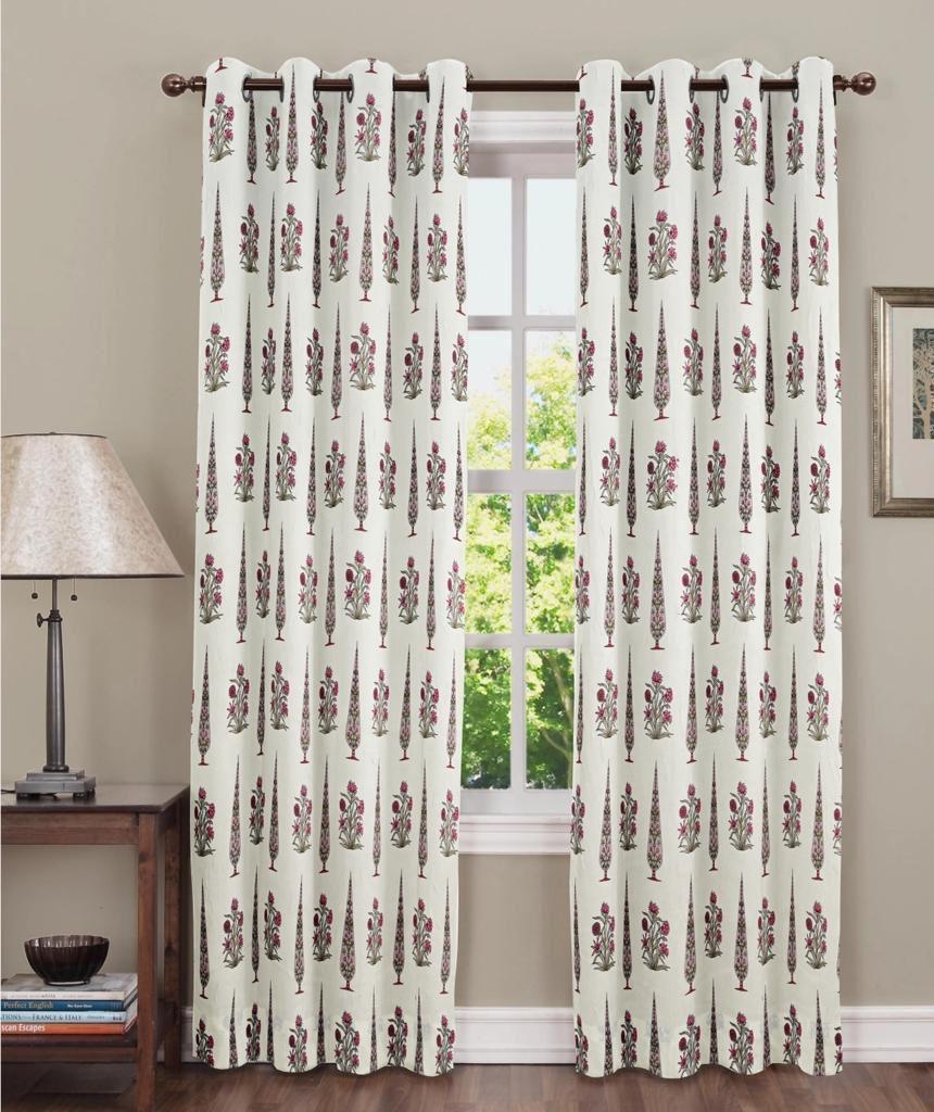 Pure Cotton Hand Block Print Curtains | South Murgan Fabric Curtains | 4'x5', 4'x7', 4'x9' Sizes (2 pcs) | Custom Curtains | The Handblock Jaipur