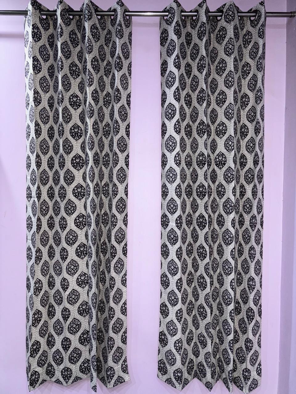 Pure Cotton Hand Block Print Curtains | South Murgan Fabric Curtains | 4'x5', 4'x7', 4'x9' Sizes (2 pcs) | Custom Curtains | The Handblock Jaipur