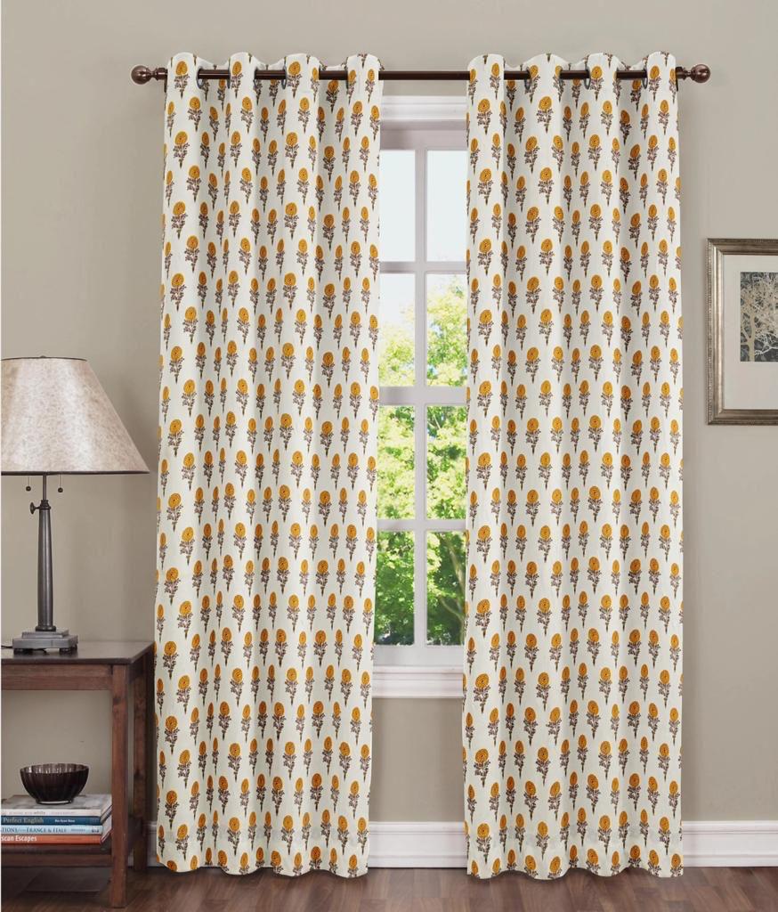 Pure Cotton Hand Block Print Curtains | South Murgan Fabric Curtains | 4'x5', 4'x7', 4'x9' Sizes (2 pcs) | Custom Curtains | The Handblock Jaipur