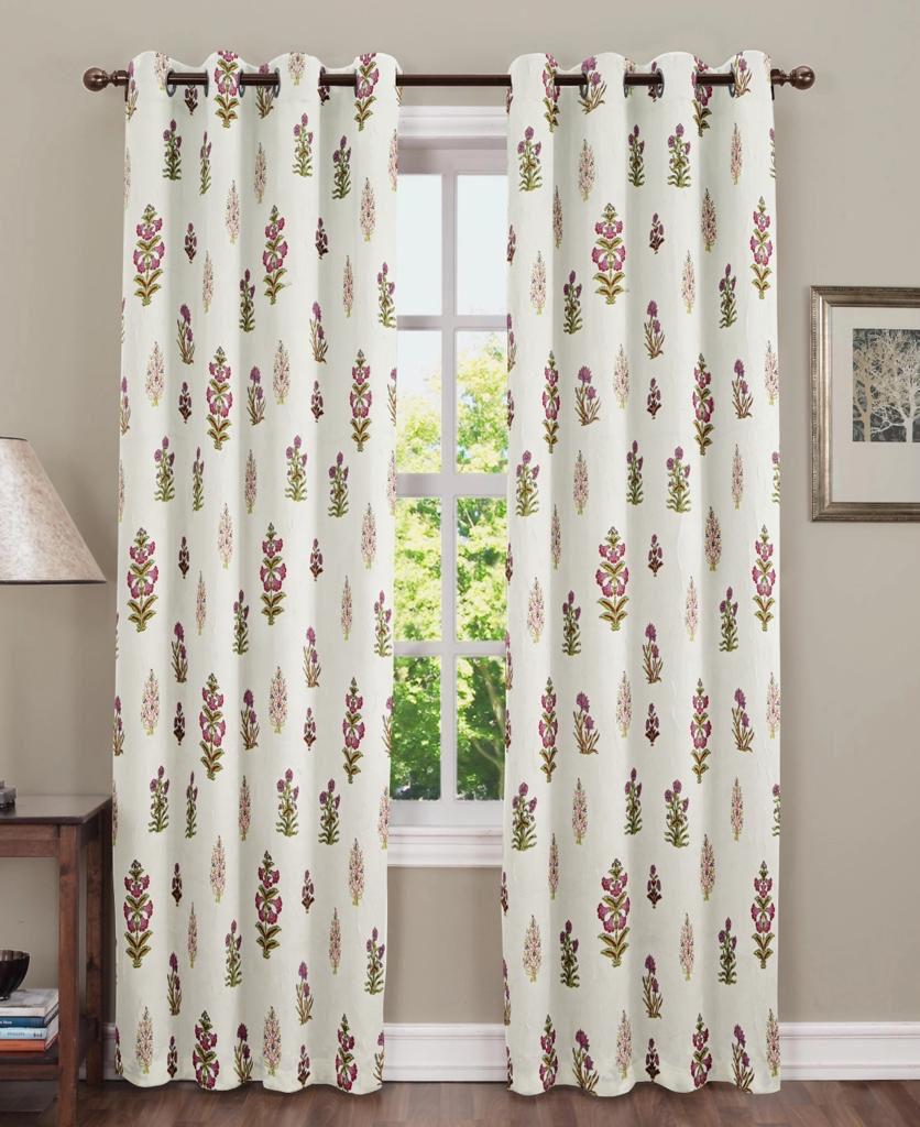 Pure Cotton Hand Block Print Curtains | South Murgan Fabric Curtains | 4'x5', 4'x7', 4'x9' Sizes (2 pcs) | Custom Curtains | The Handblock Jaipur
