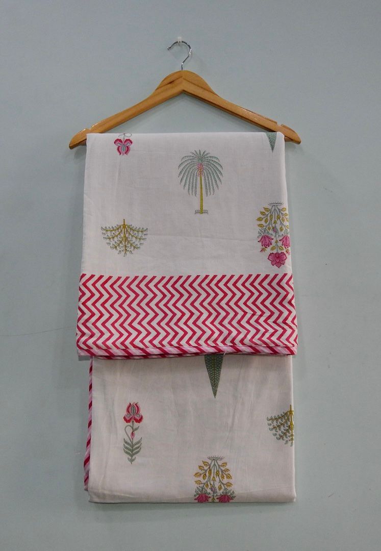 Handblock Cotton Dohar Single Bed 60x90 | 3 Layer Pure Cotton Falaline Lightweight Summer Blanket | Handmade by The Handblock Jaipur