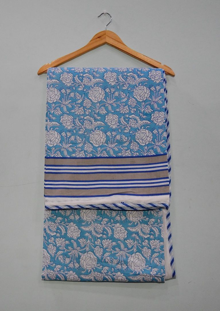 Handblock Cotton Dohar Single Bed 60x90 | 3 Layer Pure Cotton Falaline Lightweight Summer Blanket | Handmade by The Handblock Jaipur