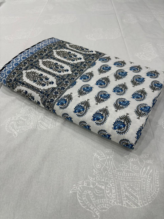 King Size Cotton Dohar 90×108 | 3 Layer Reversible Handblock Printed Double Bed Dohar | Pure Cotton Summer Quilt | Lightweight AC Dohar by The Handblock Jaipur