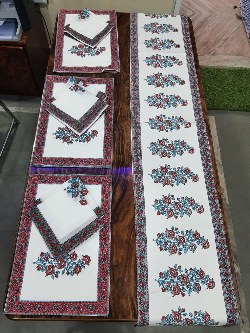 Premium Cotton Canvas Table Runner & Placemat Set (13x72 Runner + 6 Mats + 6 Napkins) – Elegant Dining Table Decor