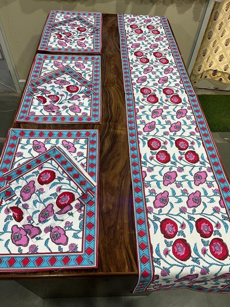 Premium Cotton Canvas Table Runner & Placemat Set (13x72 Runner + 6 Mats + 6 Napkins) – Elegant Dining Table Decor