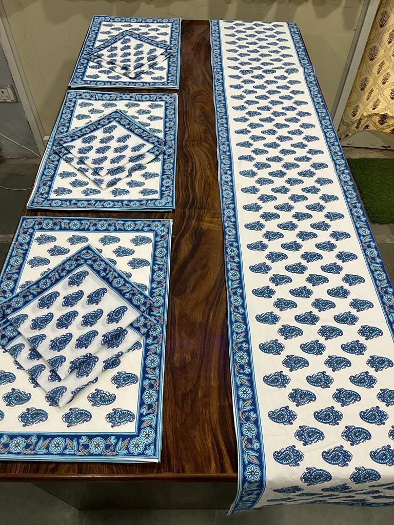 Premium Cotton Canvas Table Runner & Placemat Set (13x72 Runner + 6 Mats + 6 Napkins) – Elegant Dining Table Decor