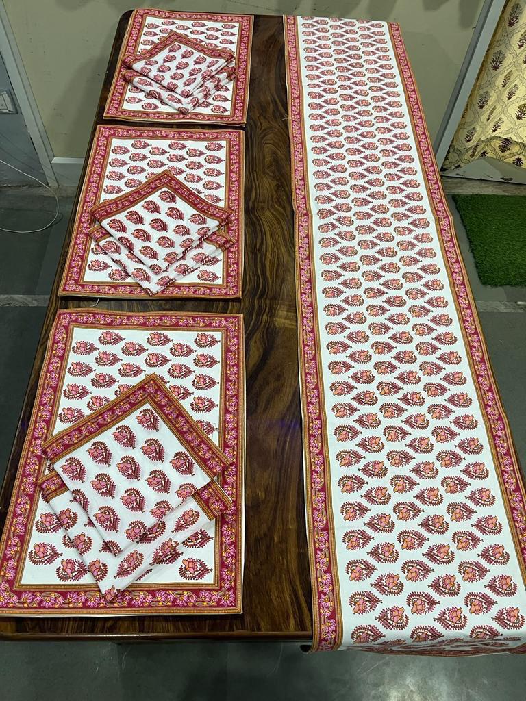 Premium Cotton Canvas Table Runner & Placemat Set (13x72 Runner + 6 Mats + 6 Napkins) – Elegant Dining Table Decor