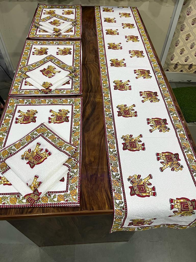 Premium Cotton Canvas Table Runner & Placemat Set (13x72 Runner + 6 Mats + 6 Napkins) – Elegant Dining Table Decor