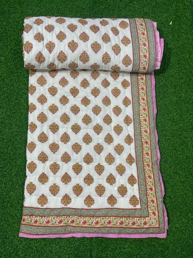 Jaipuri Cotton Quilt Single Bed (60x90 Inches) – Reversible Rajai with Pure Cotton Filling