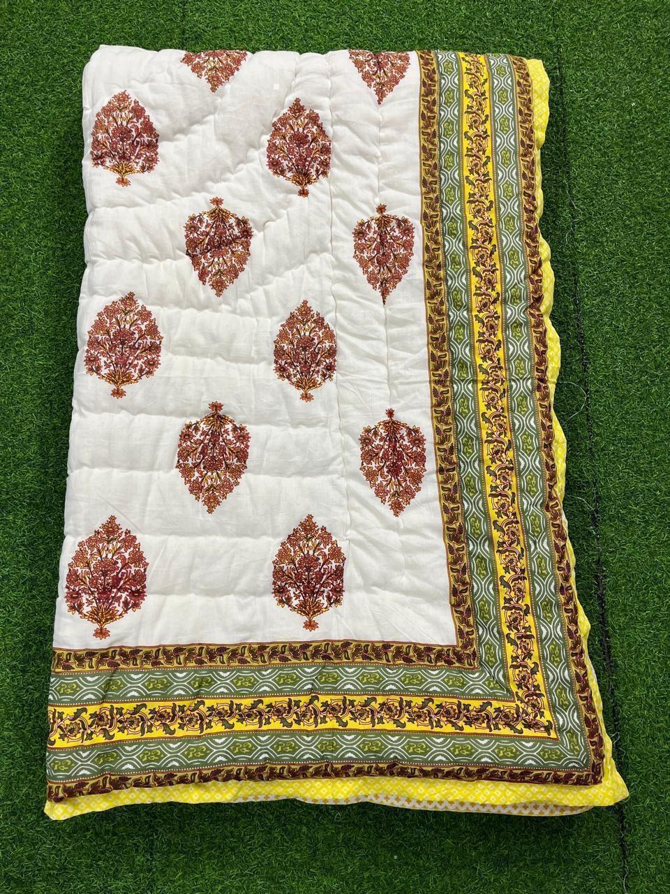 Jaipuri Cotton Quilt Single Bed (60x90 Inches) – Reversible Rajai with Pure Cotton Filling