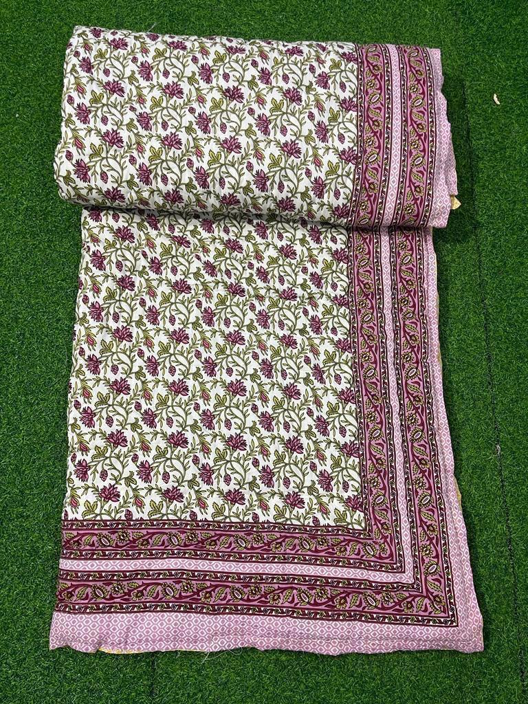 Jaipuri Cotton Quilt Single Bed (60x90 Inches) – Reversible Rajai with Pure Cotton Filling