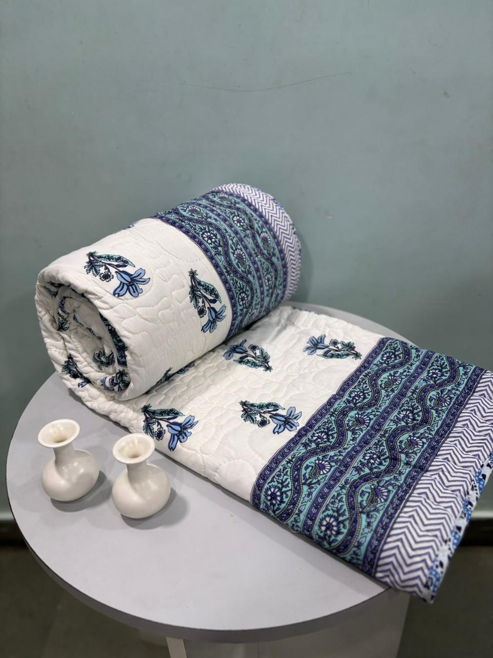 Premium Reversible Quilted Bedcover King Size | Pure Cotton 3-Layer Comforter | Double Bed Bedding by Handblock Jaipur
