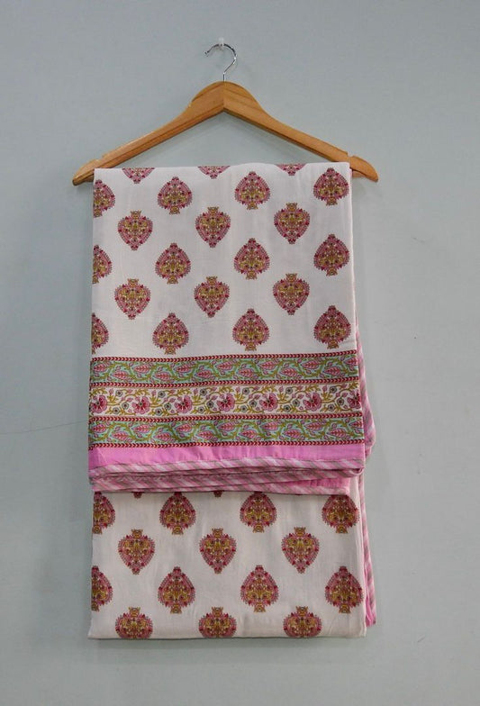 Handblock Cotton Dohar Single Bed 60x90 | 3 Layer Pure Cotton Falaline Lightweight Summer Blanket | Handmade by The Handblock Jaipur