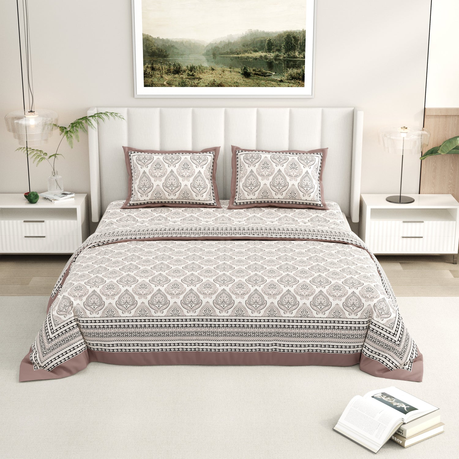 Double Bed Super King Size Organic Cotton Bedsheet – Handblock Printed