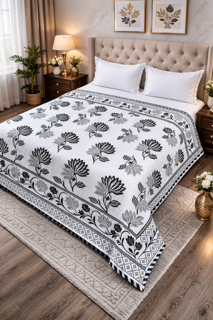 King Size Cotton Dohar 90×108 | 3 Layer Reversible Handblock Printed Double Bed Dohar | Pure Cotton Summer Quilt | Lightweight AC Dohar by The Handblock Jaipur