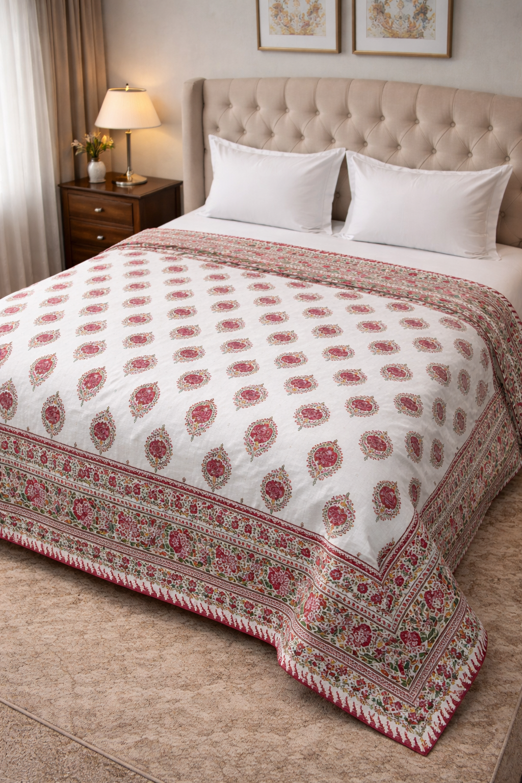 King Size Cotton Dohar 90×108 | 3 Layer Reversible Handblock Printed Double Bed Dohar | Pure Cotton Summer Quilt | Lightweight AC Dohar by The Handblock Jaipur