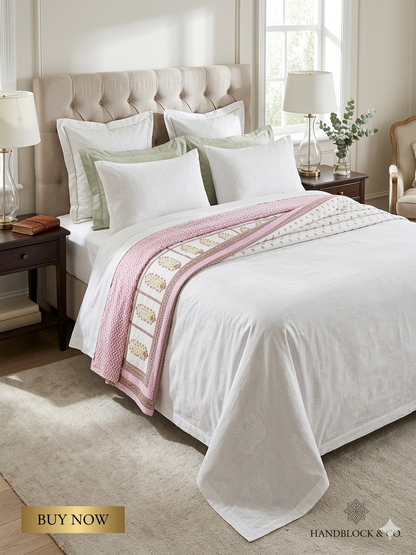 King Size Cotton Dohar 90×108 | 3 Layer Reversible Handblock Printed Double Bed Dohar | Pure Cotton Summer Quilt | Lightweight AC Dohar by The Handblock Jaipur
