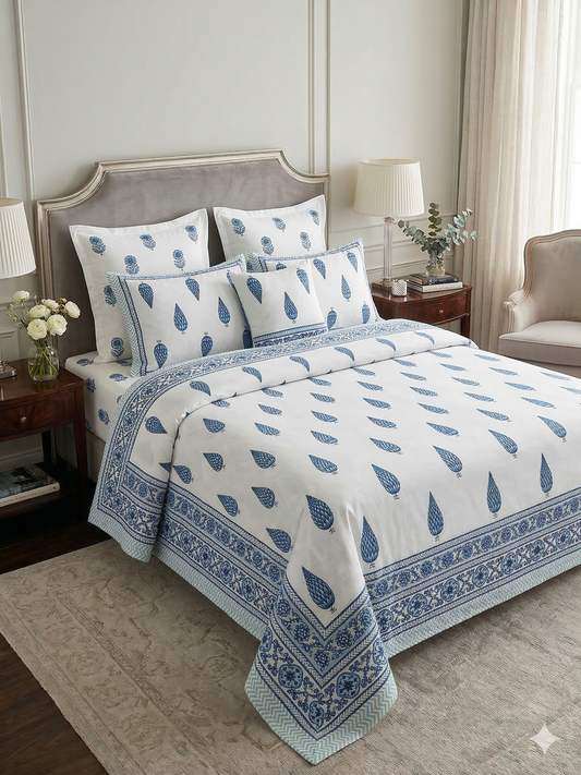 King Size Cotton Dohar 90×108 | 3 Layer Reversible Handblock Printed Double Bed Dohar | Pure Cotton Summer Quilt | Lightweight AC Dohar by The Handblock Jaipur