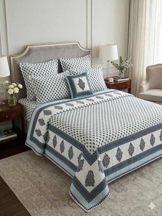 King Size Cotton Dohar 90×108 | 3 Layer Reversible Handblock Printed Double Bed Dohar | Pure Cotton Summer Quilt | Lightweight AC Dohar by The Handblock Jaipur