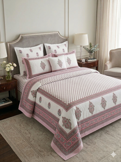 King Size Cotton Dohar 90×108 | 3 Layer Reversible Handblock Printed Double Bed Dohar | Pure Cotton Summer Quilt | Lightweight AC Dohar by The Handblock Jaipur