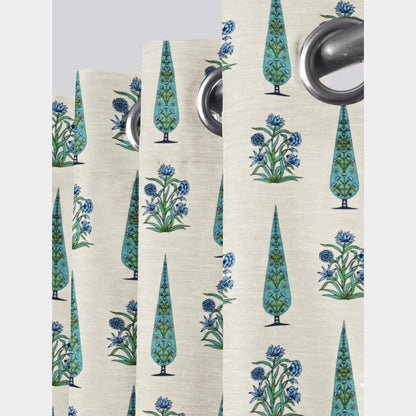 Pure Cotton Hand Block Print Curtains | South Murgan Fabric Curtains | 4'x5', 4'x7', 4'x9' Sizes (2 pcs) | Custom Curtains | The Handblock Jaipur