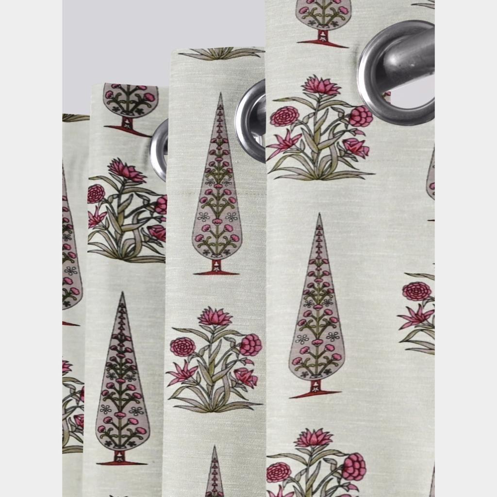 Pure Cotton Hand Block Print Curtains | South Murgan Fabric Curtains | 4'x5', 4'x7', 4'x9' Sizes (2 pcs) | Custom Curtains | The Handblock Jaipur
