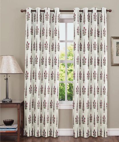 Pure Cotton Hand Block Print Curtains | South Murgan Fabric Curtains | 4'x5', 4'x7', 4'x9' Sizes (2 pcs) | Custom Curtains | The Handblock Jaipur
