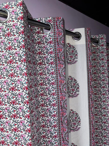 Pure Cotton Hand Block Print Curtains | South Murgan Fabric Curtains | 4'x5', 4'x7', 4'x9' Sizes (2 pcs) | Custom Curtains | The Handblock Jaipur