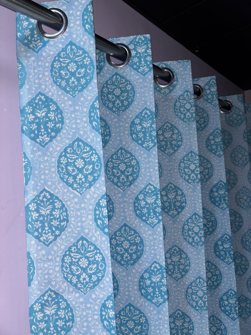 Pure Cotton Hand Block Print Curtains | South Murgan Fabric Curtains | 4'x5', 4'x7', 4'x9' Sizes (2 pcs) | Custom Curtains | The Handblock Jaipur