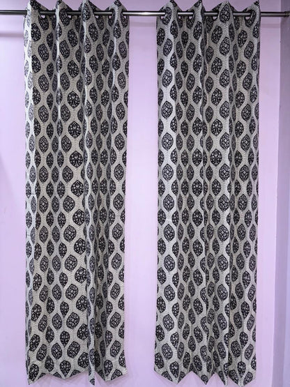 Pure Cotton Hand Block Print Curtains | South Murgan Fabric Curtains | 4'x5', 4'x7', 4'x9' Sizes (2 pcs) | Custom Curtains | The Handblock Jaipur