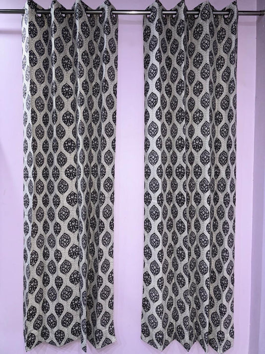 Pure Cotton Hand Block Print Curtains | South Murgan Fabric Curtains | 4'x5', 4'x7', 4'x9' Sizes (2 pcs) | Custom Curtains | The Handblock Jaipur