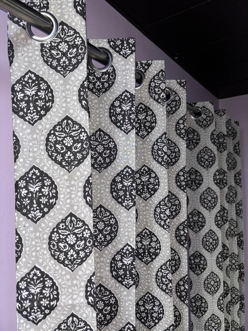 Pure Cotton Hand Block Print Curtains | South Murgan Fabric Curtains | 4'x5', 4'x7', 4'x9' Sizes (2 pcs) | Custom Curtains | The Handblock Jaipur