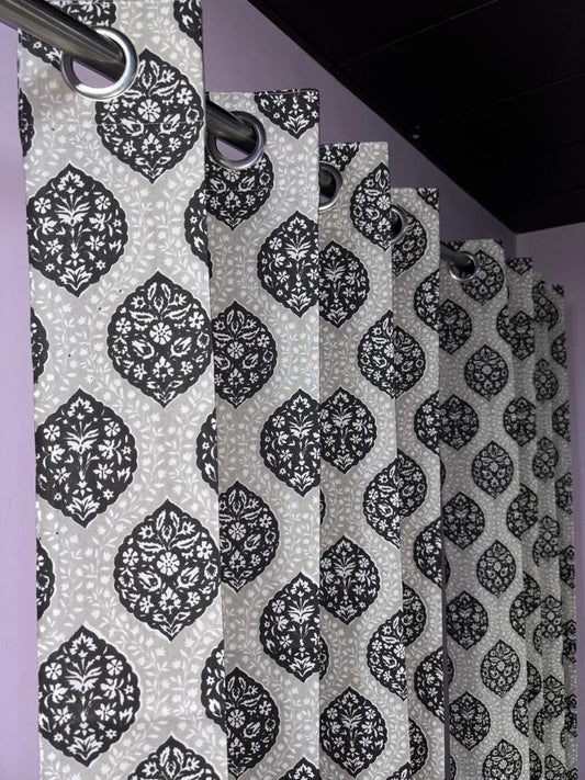 Pure Cotton Hand Block Print Curtains | South Murgan Fabric Curtains | 4'x5', 4'x7', 4'x9' Sizes (2 pcs) | Custom Curtains | The Handblock Jaipur