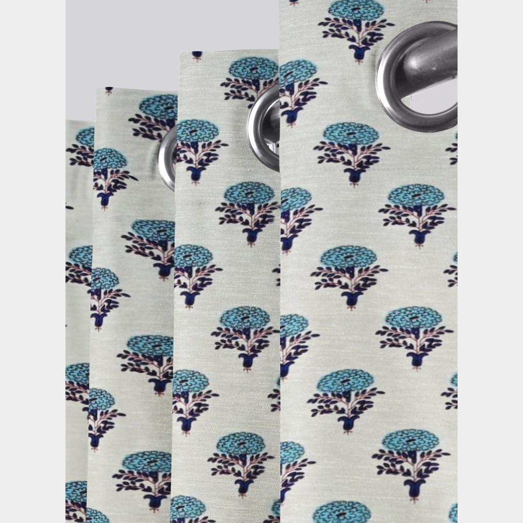 Pure Cotton Hand Block Print Curtains | South Murgan Fabric Curtains | 4'x5', 4'x7', 4'x9' Sizes (2 pcs) | Custom Curtains | The Handblock Jaipur