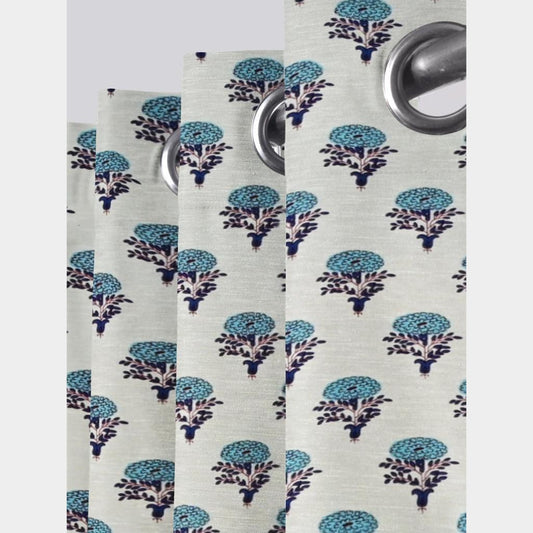 Pure Cotton Hand Block Print Curtains | South Murgan Fabric Curtains | 4'x5', 4'x7', 4'x9' Sizes (2 pcs) | Custom Curtains | The Handblock Jaipur