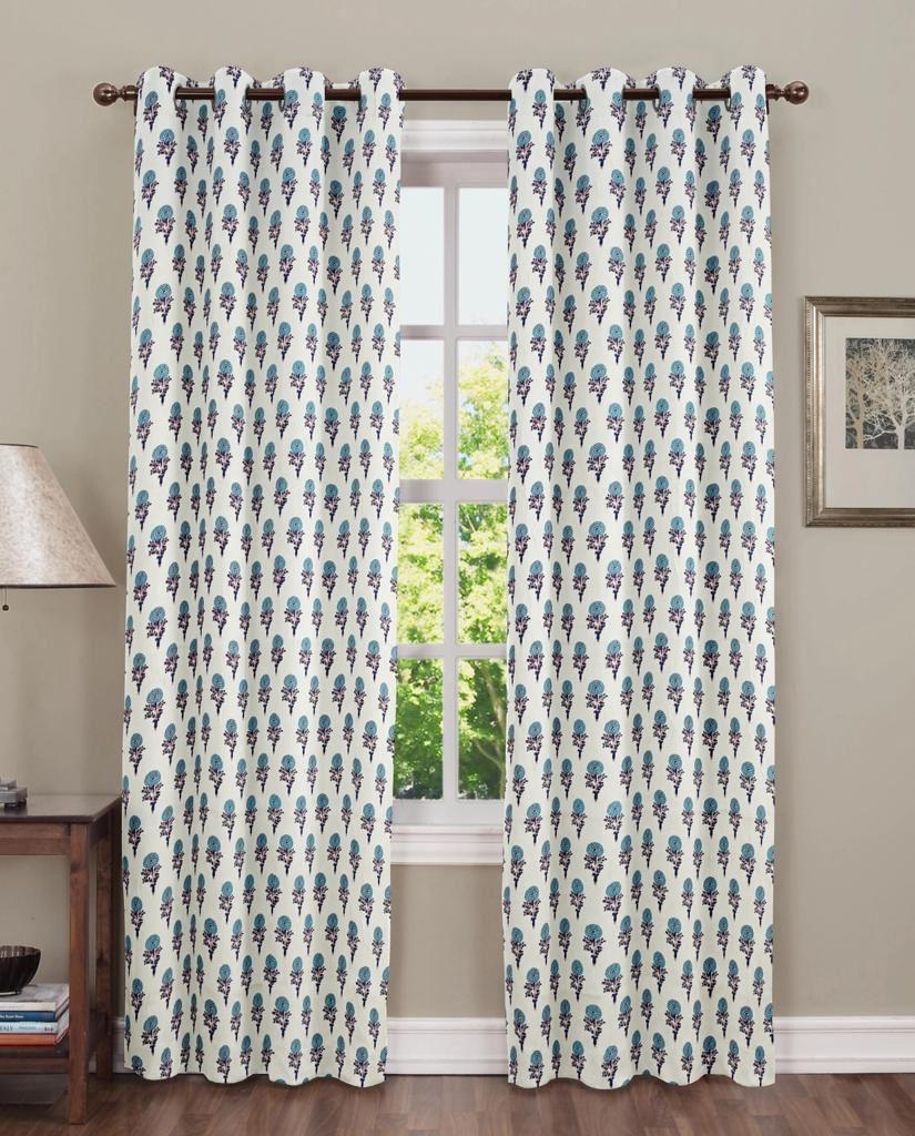 Pure Cotton Hand Block Print Curtains | South Murgan Fabric Curtains | 4'x5', 4'x7', 4'x9' Sizes (2 pcs) | Custom Curtains | The Handblock Jaipur