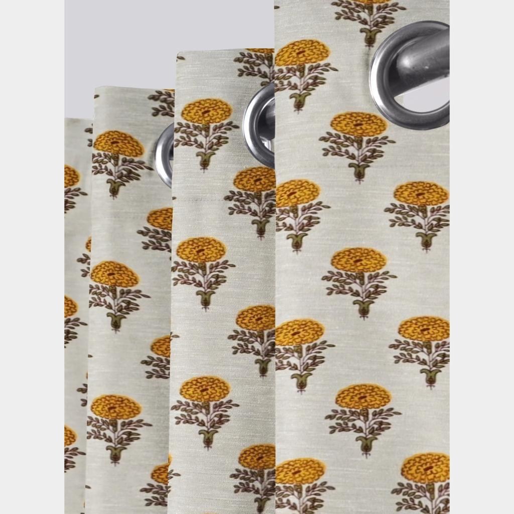 Pure Cotton Hand Block Print Curtains | South Murgan Fabric Curtains | 4'x5', 4'x7', 4'x9' Sizes (2 pcs) | Custom Curtains | The Handblock Jaipur