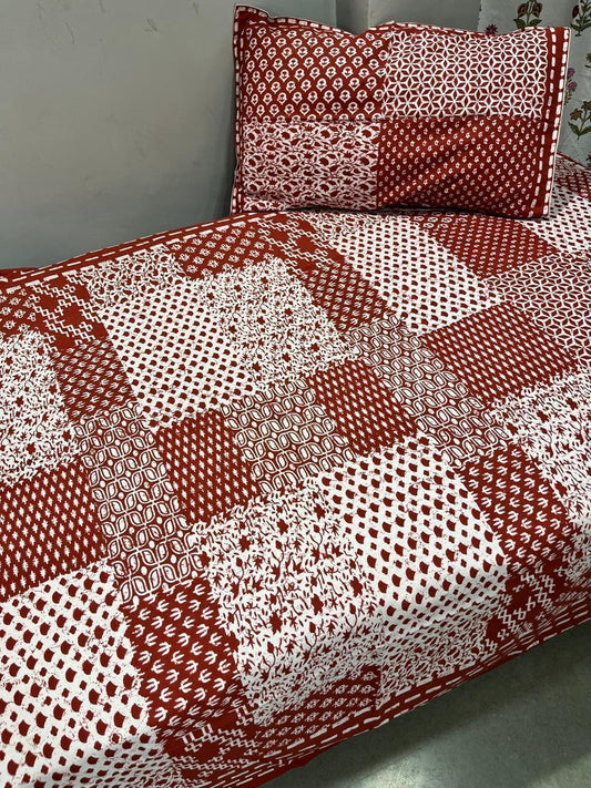 South Cotton Floral Single Bedsheet with Pillow Cover | Handblock Printed |The Handblock Jaipur