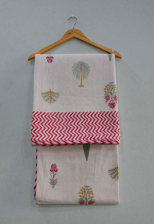 Handblock Cotton Dohar Single Bed 60x90 | 3 Layer Pure Cotton Falaline Lightweight Summer Blanket | Handmade by The Handblock Jaipur