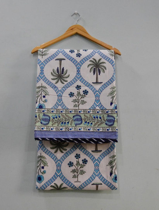 Handblock Cotton Dohar Single Bed 60x90 | 3 Layer Pure Cotton Falaline Lightweight Summer Blanket | Handmade by The Handblock Jaipur