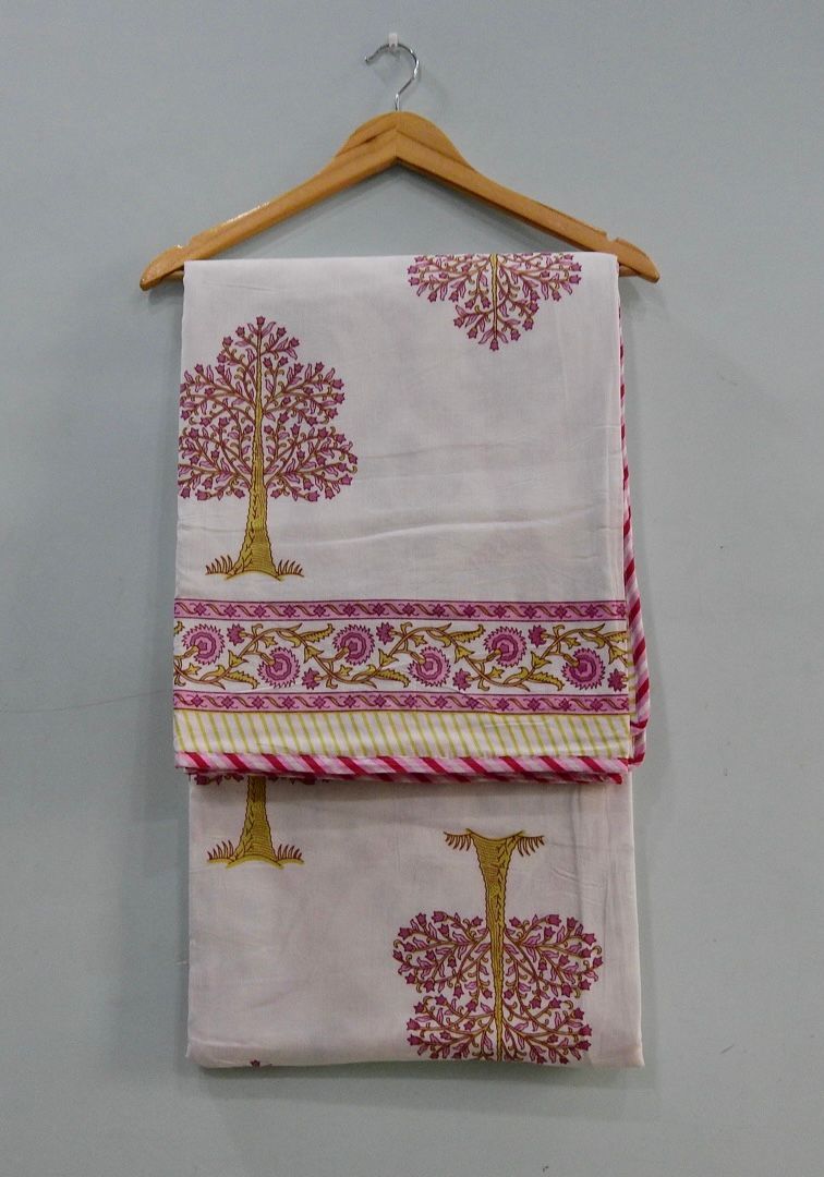 Handblock Cotton Dohar Single Bed 60x90 | 3 Layer Pure Cotton Falaline Lightweight Summer Blanket | Handmade by The Handblock Jaipur