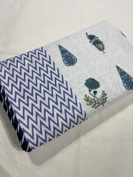 King Size Cotton Dohar 90×108 | 3 Layer Reversible Handblock Printed Double Bed Dohar | Pure Cotton Summer Quilt | Lightweight AC Dohar by The Handblock Jaipur