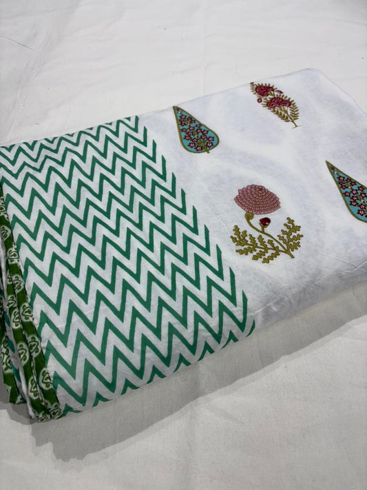 King Size Cotton Dohar 90×108 | 3 Layer Reversible Handblock Printed Double Bed Dohar | Pure Cotton Summer Quilt | Lightweight AC Dohar by The Handblock Jaipur