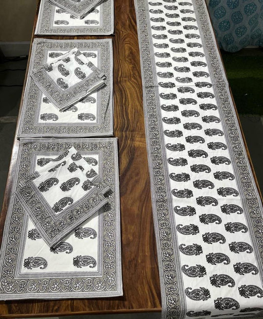 Premium Cotton Canvas Table Runner & Placemat Set (13x72 Runner + 6 Mats + 6 Napkins) – Elegant Dining Table Decor