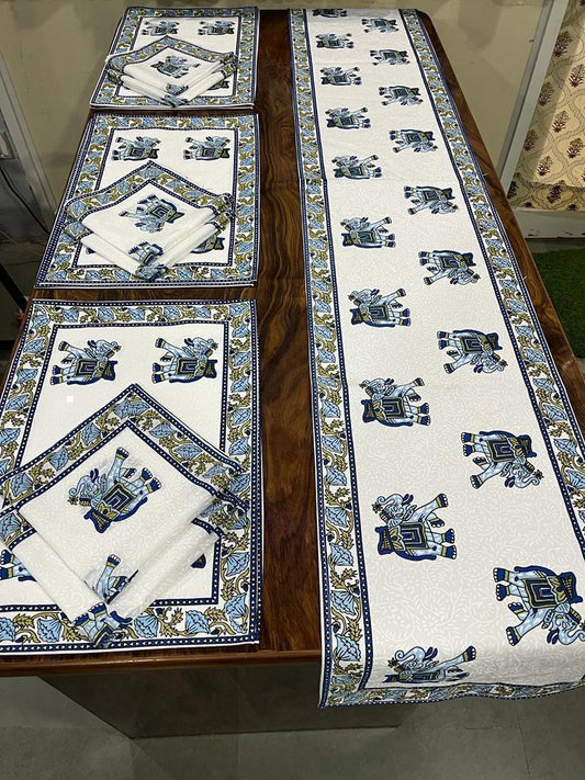 Premium Cotton Canvas Table Runner & Placemat Set (13x72 Runner + 6 Mats + 6 Napkins) – Elegant Dining Table Decor