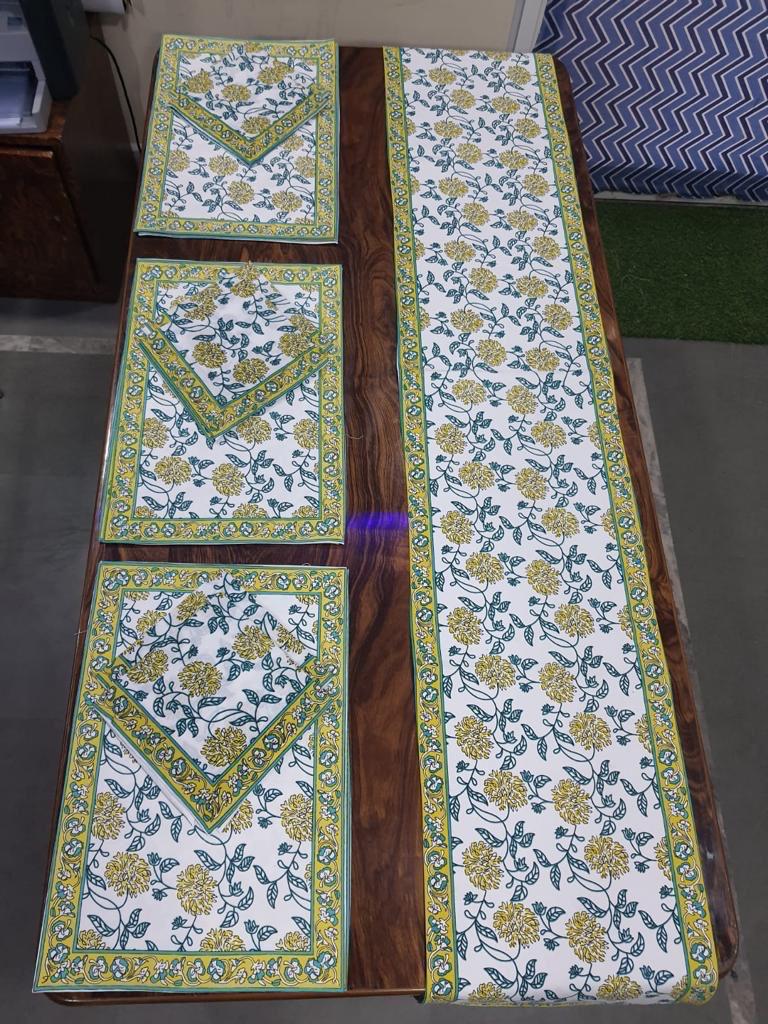 Premium Cotton Canvas Table Runner & Placemat Set (13x72 Runner + 6 Mats + 6 Napkins) – Elegant Dining Table Decor