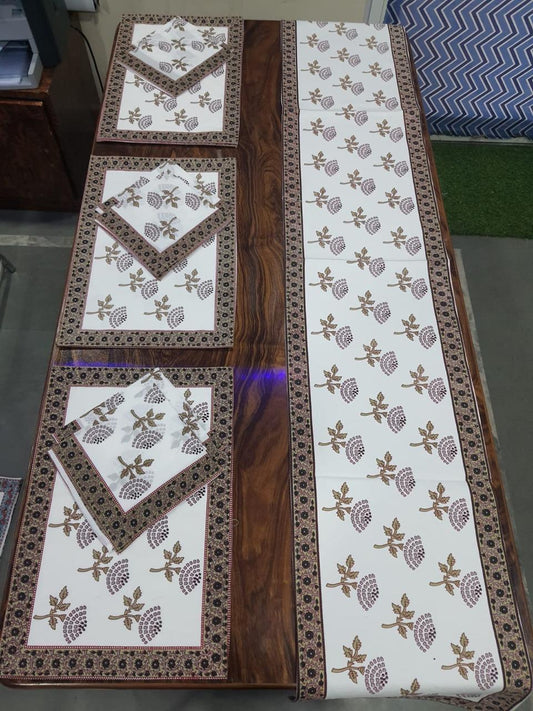 Premium Cotton Canvas Table Runner & Placemat Set (13x72 Runner + 6 Mats + 6 Napkins) – Elegant Dining Table Decor