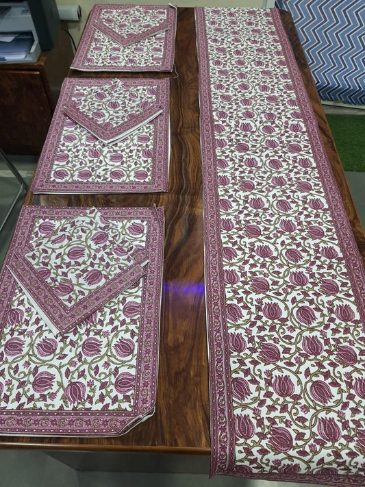 Premium Cotton Canvas Table Runner & Placemat Set (13x72 Runner + 6 Mats + 6 Napkins) – Elegant Dining Table Decor