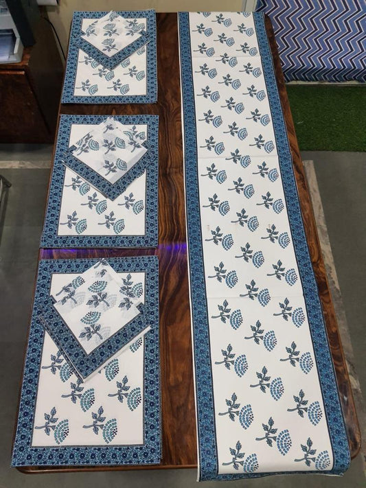 Premium Cotton Canvas Table Runner & Placemat Set (13x72 Runner + 6 Mats + 6 Napkins) – Elegant Dining Table Decor